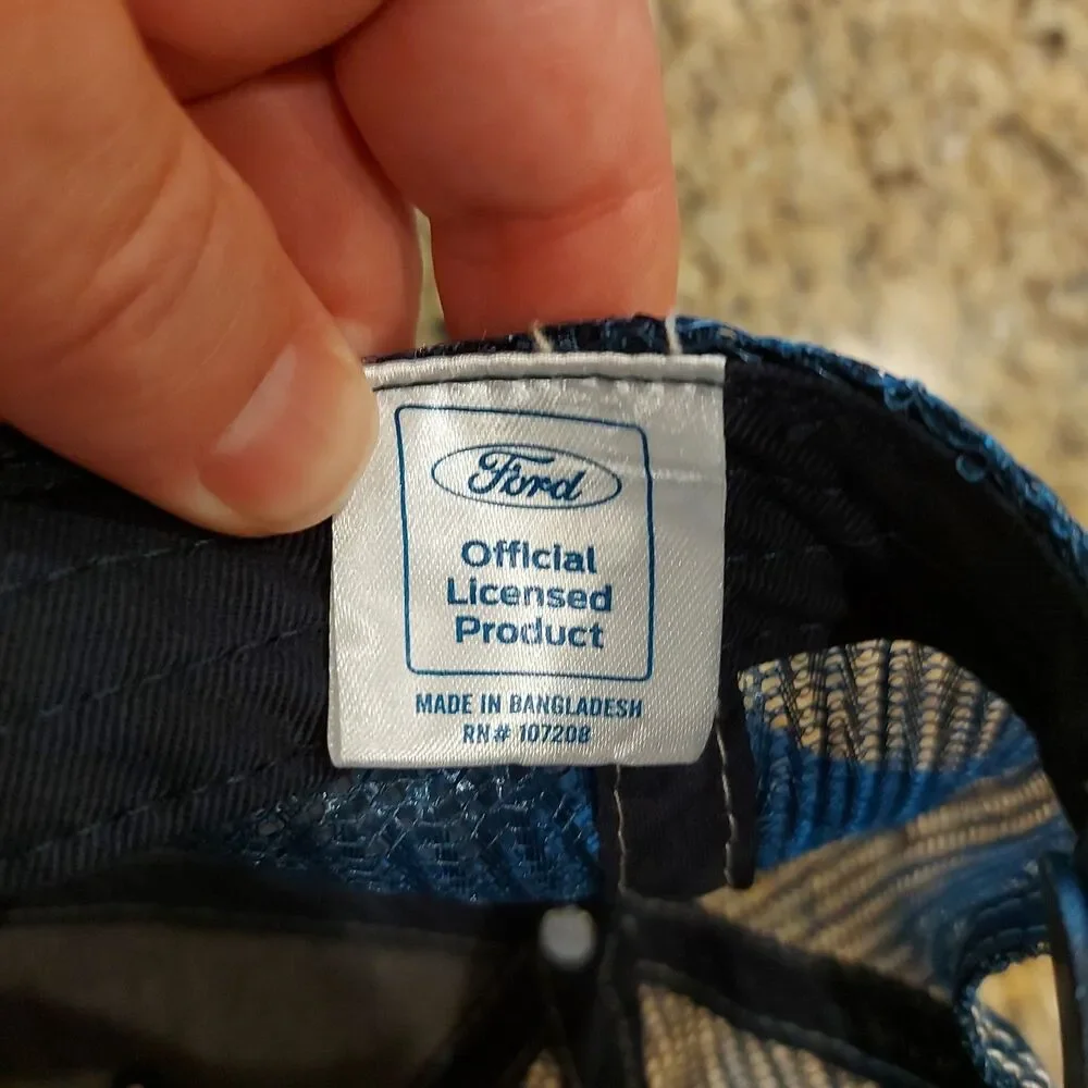 Ford Trucker Hat Canvas Front Blue Mesh Snapback Officially Licensed OSFA